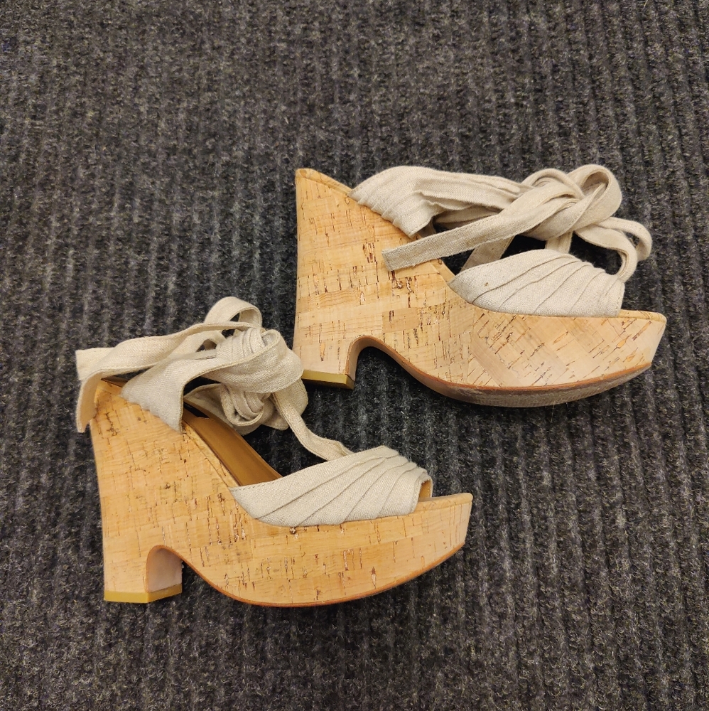 Ann Taylor, ankle strap wedge platform sandals